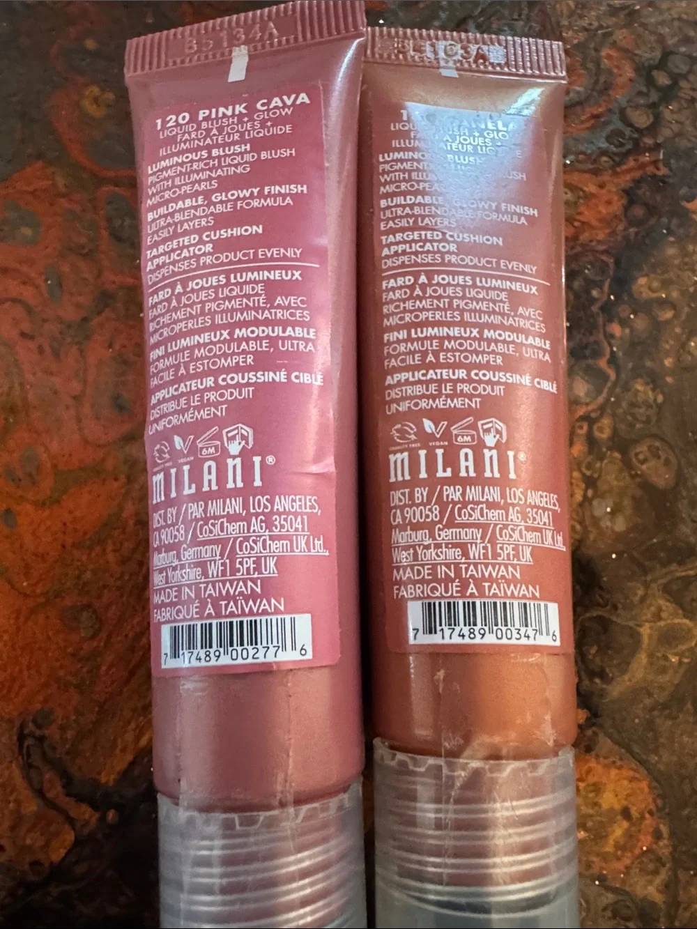 Milani Cheek Kiss Liquid Blush & Glow - Pink Cava (120) & Canella (160)